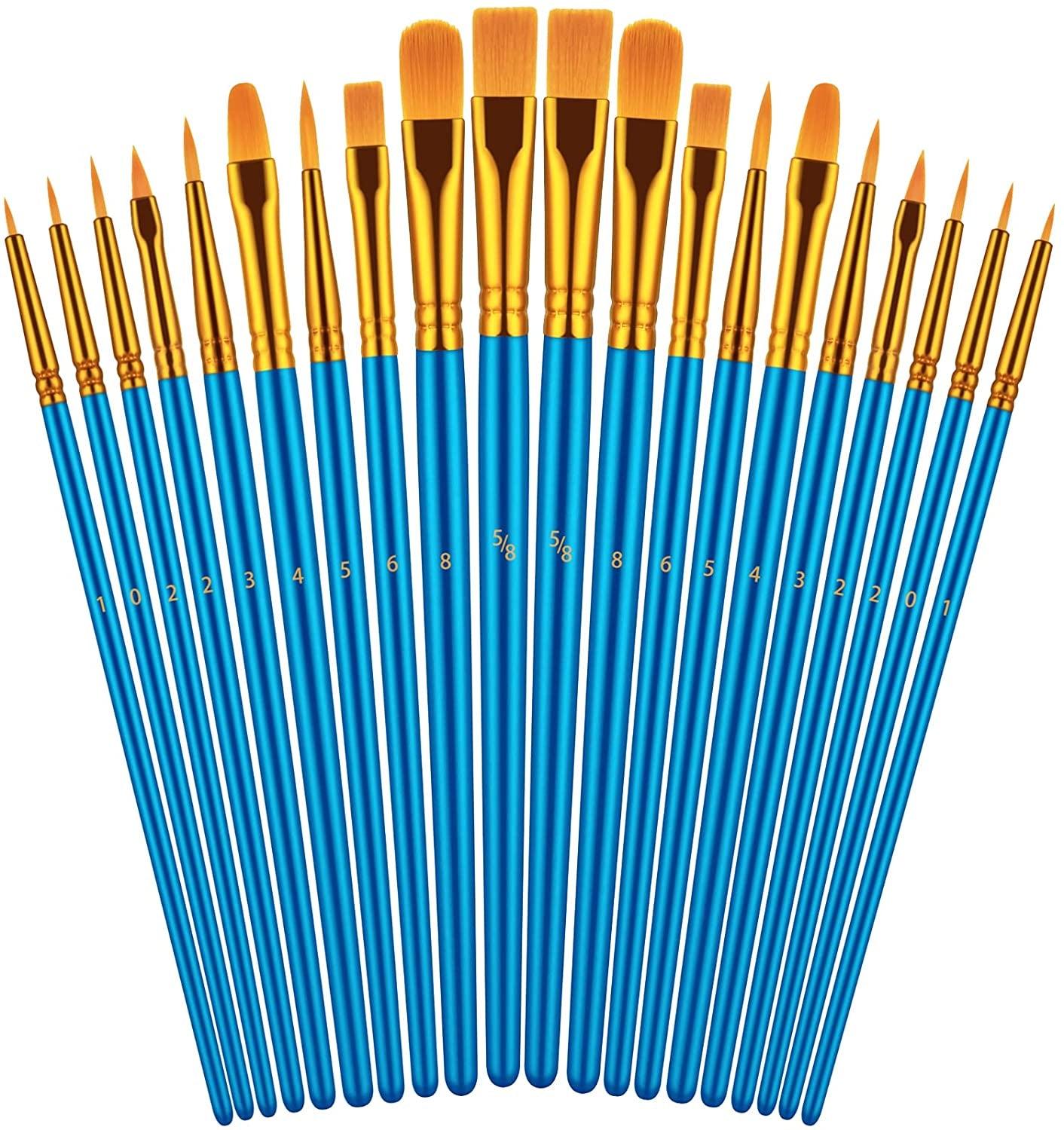 Paint Brushes Set, 20 Pcs Paint Brushes for Acrylic Painting, Oil Watercolor Acrylic Paint Brush