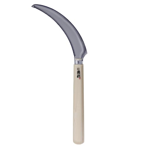 KAKURI Japanese Sickle Garden Tool 6.7″ [Serrated Edge] Made in Japan, Garden Sickle for Harvesting and Weeding, Razor Sharp Japanese Stainless Steel