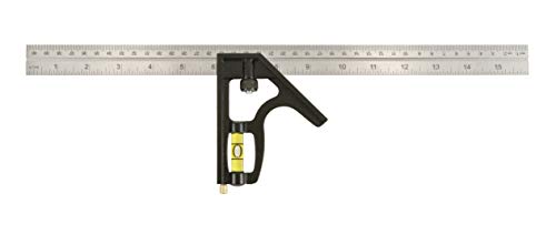 Johnson Level & Tool 420EM-S Heavy Duty Professional Inch/Metric Metal Combination Square, 16″, Silver, 1 Square