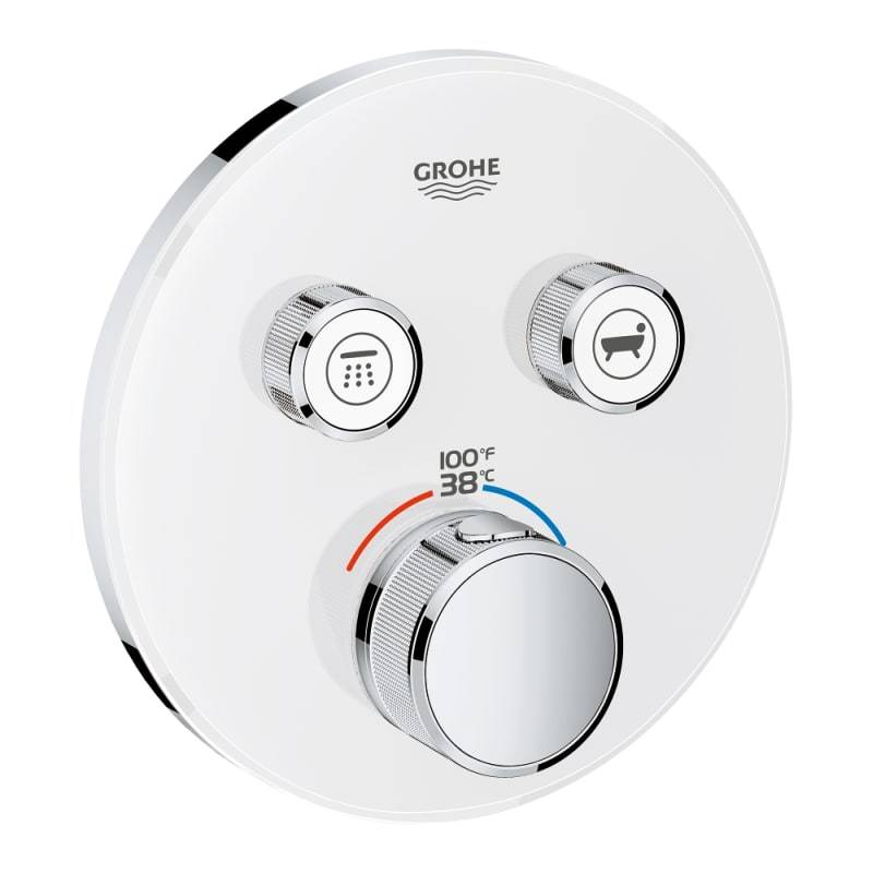 Grohe 29160LS0 Grohtherm Smart Control Dual Function Thermostatic Trim with Control Module – Moon White