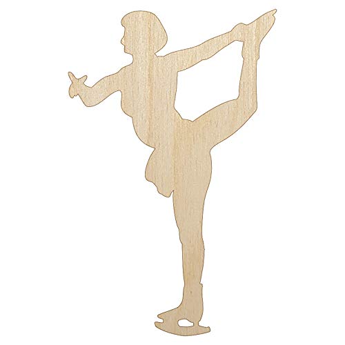 Ice Skating Skater Solid Unfinished Wood Shape Piece Cutout for DIY Craft Projects – 1/4 Inch Thick – 6.25 Inch Size