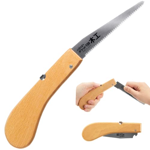 KAKURI Japanese Pull Saw Folding 4″ for Woodworking, Razor Sharp Japanese Steel Blade, Mini Pocket Hand Saw for Wood, Crafts, Hobby, Foldable Wood