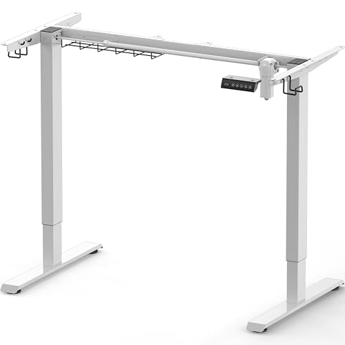 SHW Electric Stand Up Desk Frame Workstation | Ergonomic Standing Height Adjustable Computer Desk for Home and Office | White