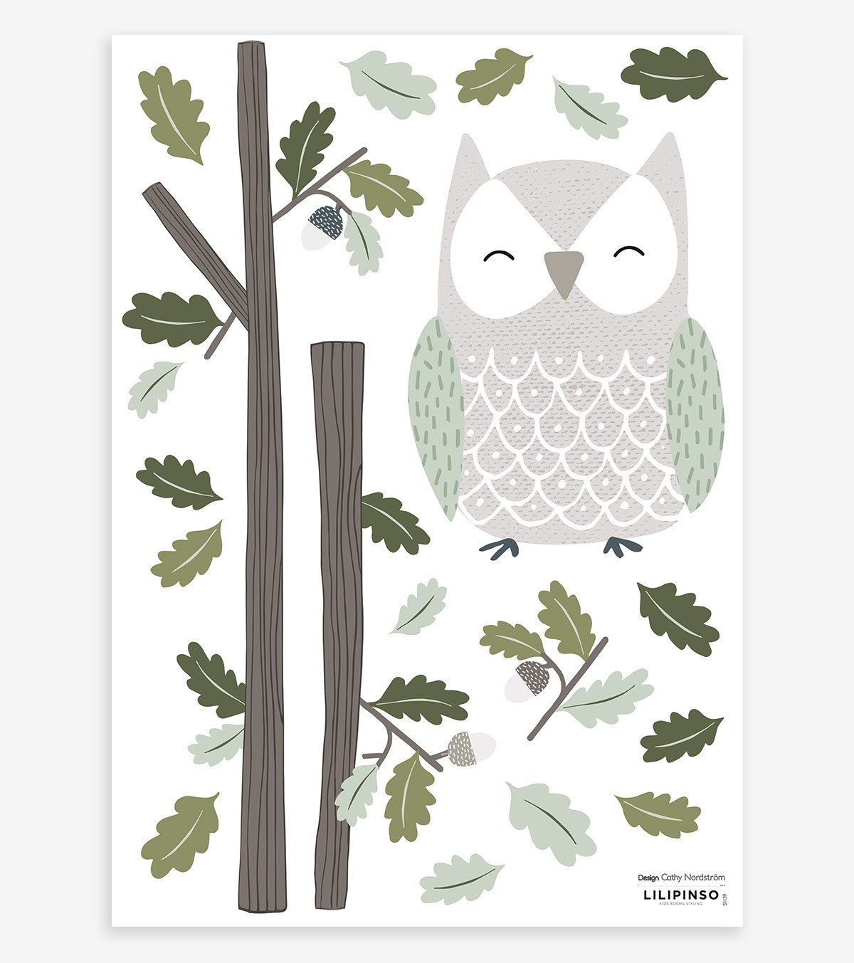 In The Woods – Wall Decals Murals – Owl And Oak Leaves