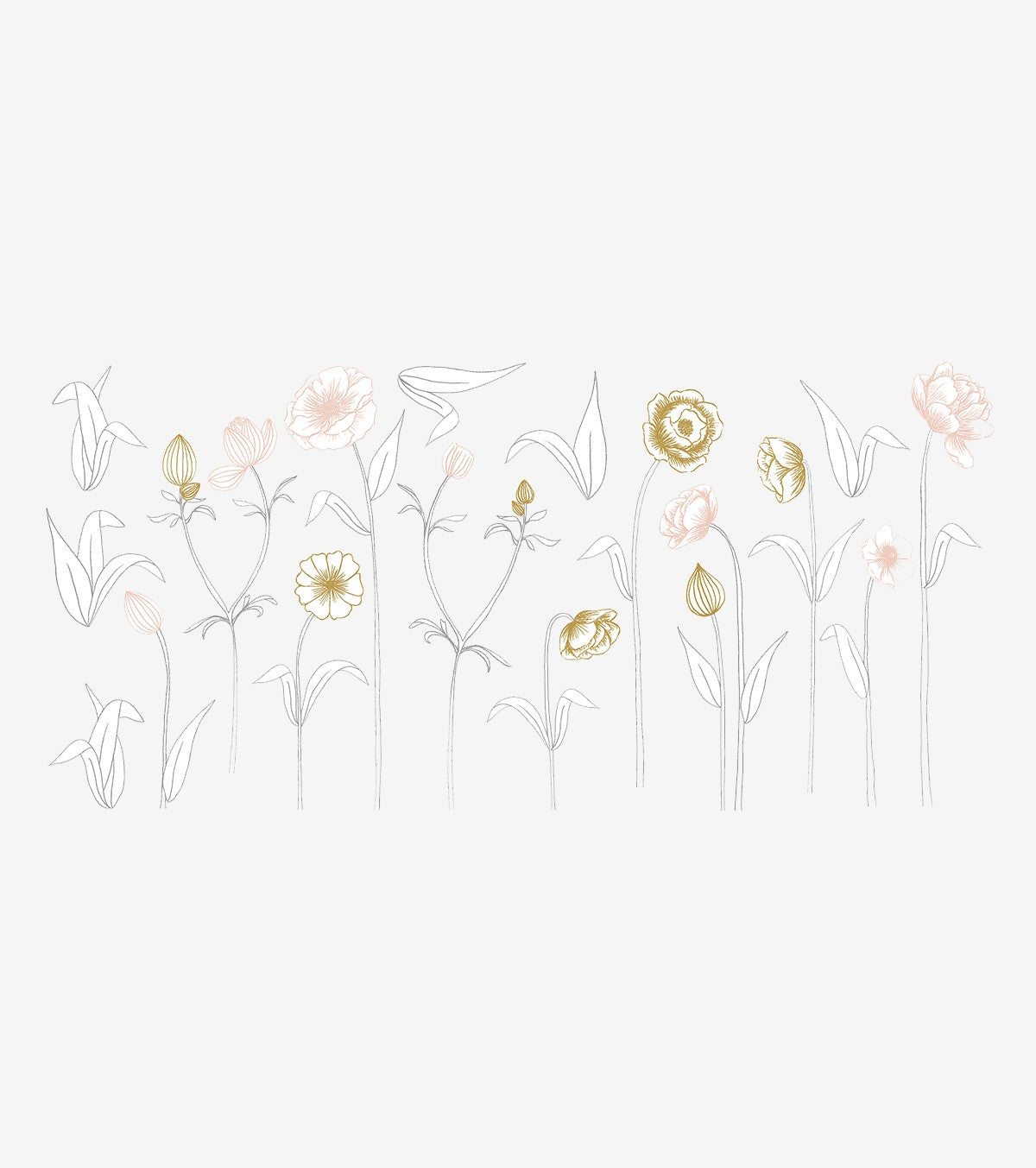 Botany – Large Wall Decals – Large Flowers (pink And Ochre)