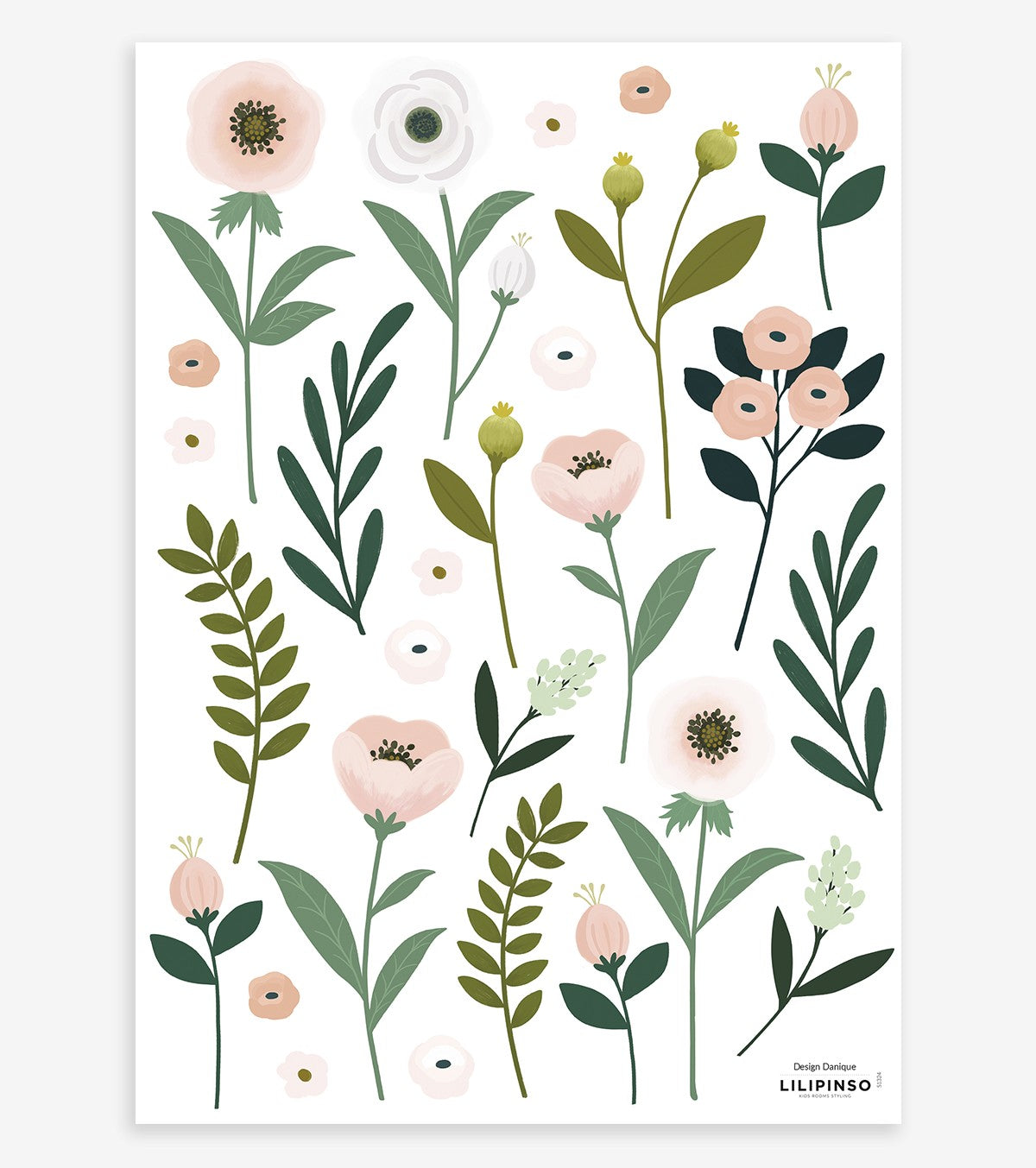 Wonderland – Wall Decals Murals – Pink Anemone Flowers