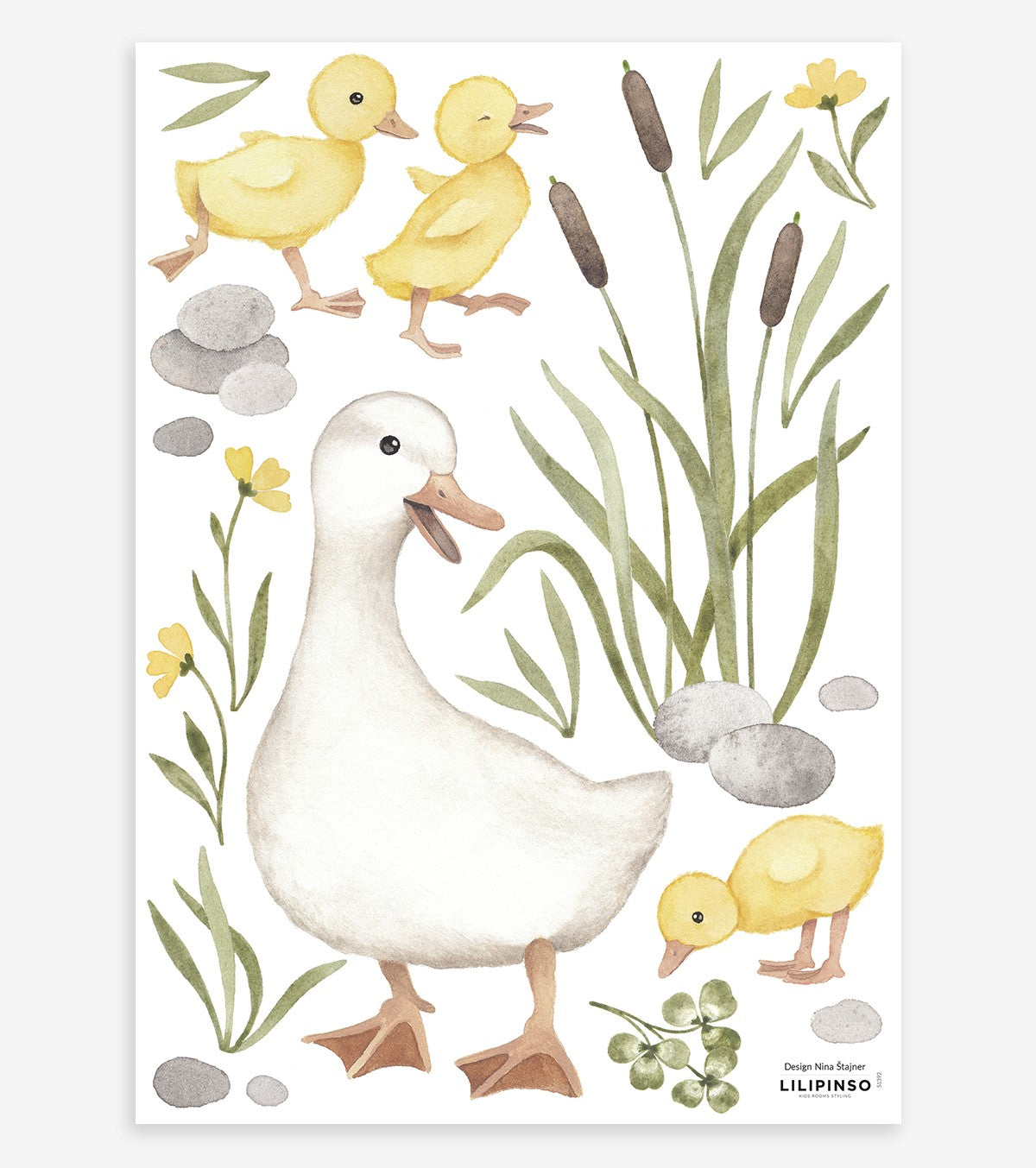 Lucky Ducky – Wall Decals Murals – Mama Duck And Ducklings