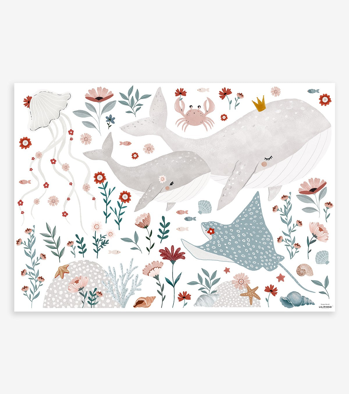 Ocean Field – Wall Decals Muraux – Ocean: Animals And Flowers