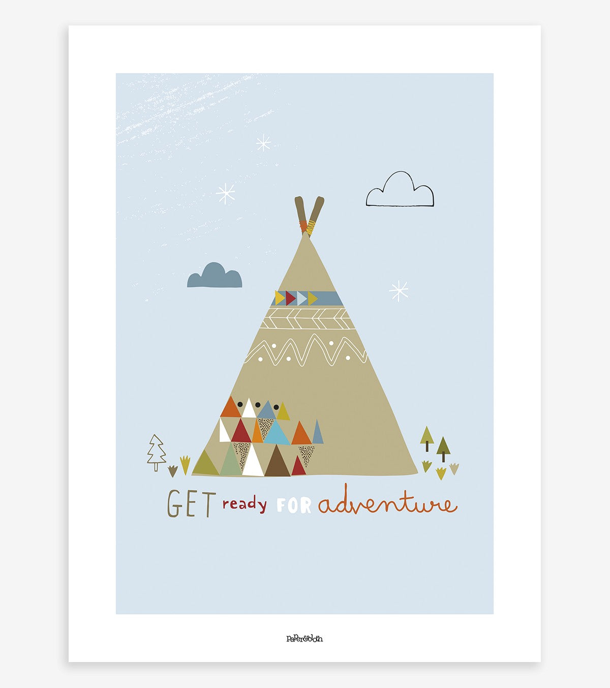 Little Indians – Children’s Poster – Tipi (blue)