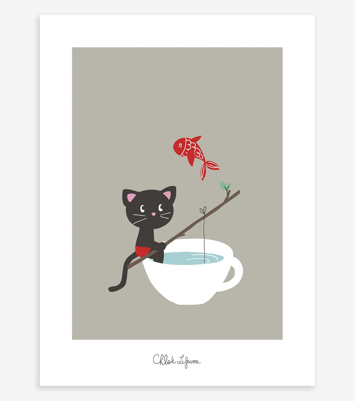 Moka & Pom – Children’s Poster – Fishing Kitten