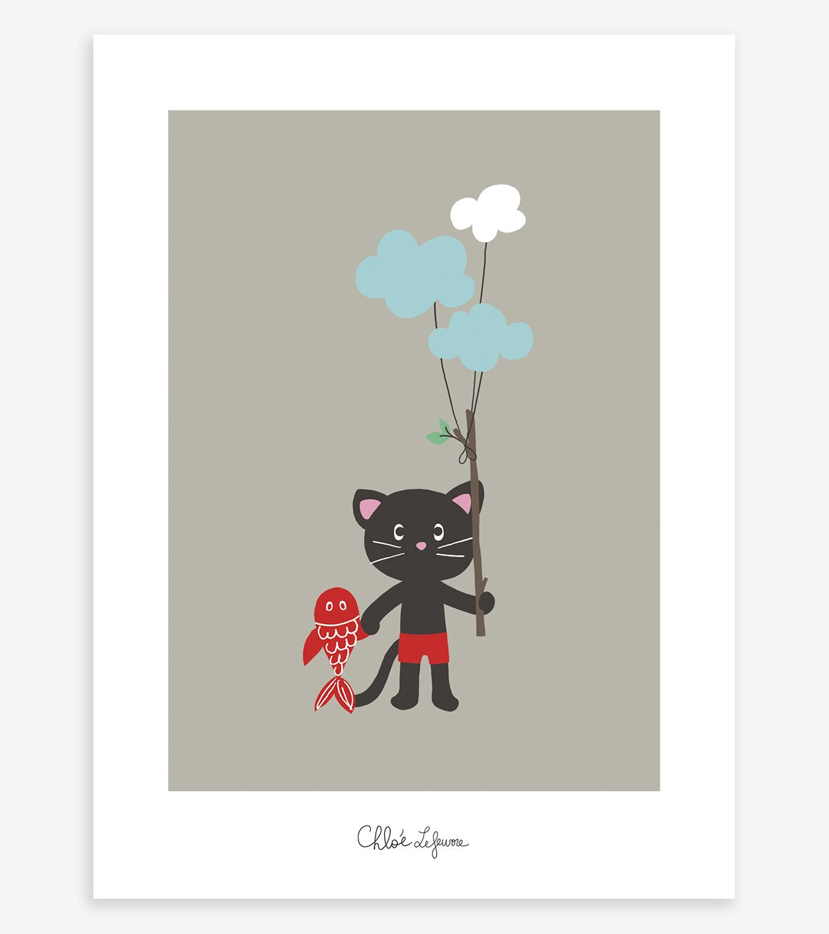 Moka & Pom – Children’s Poster – Kitten And Clouds