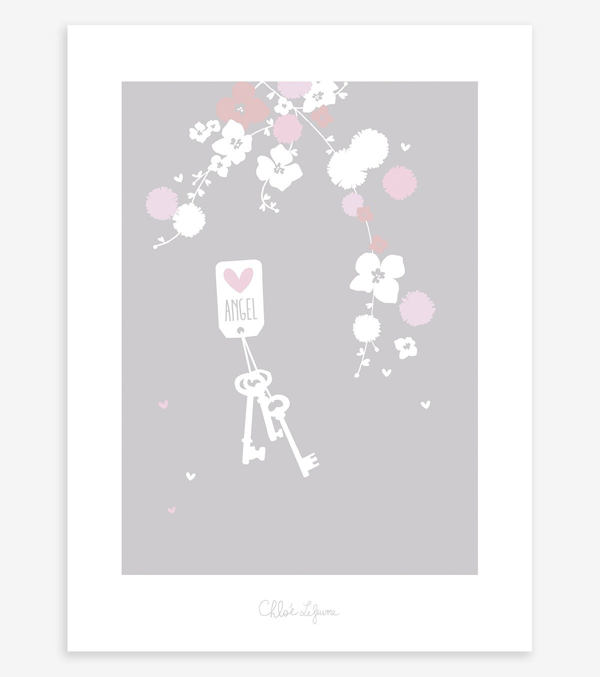 Angel – Children’s Poster – Flowers (pink And White)