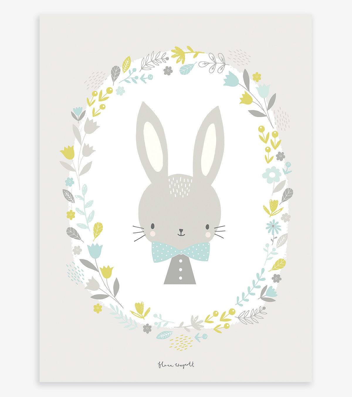 Sweet Bunnies – Children’s Poster – Baby Bunny And Flowers