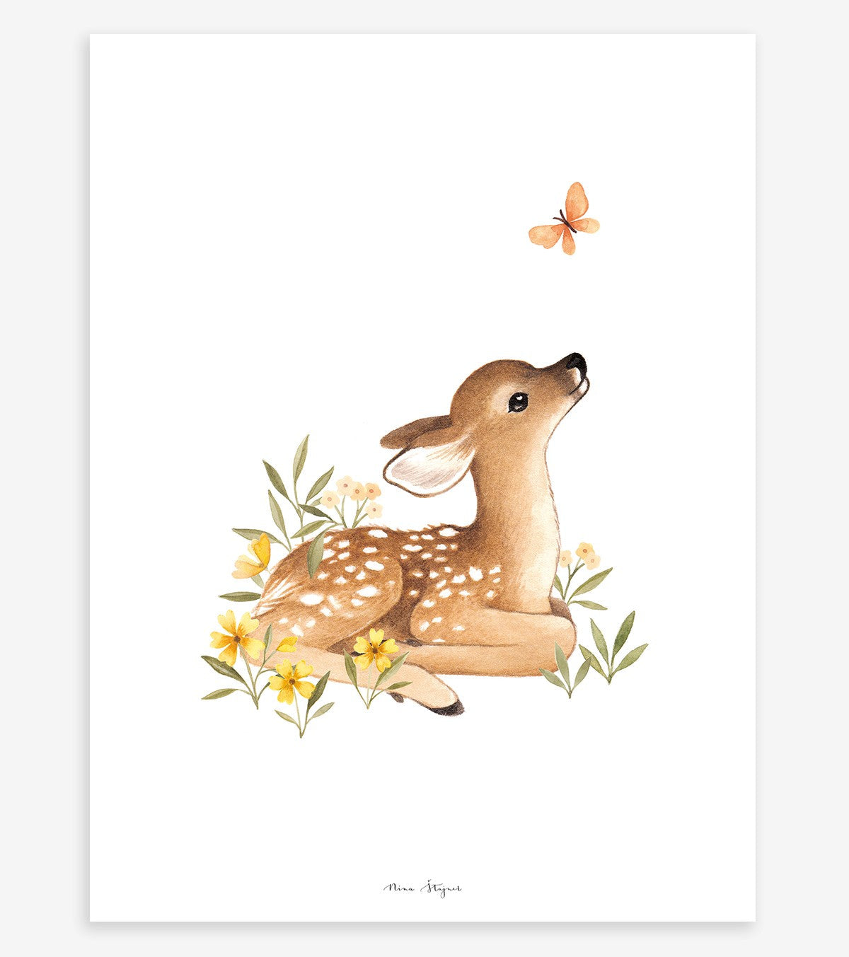 Oh Deer – Children’s Poster – Vintage Fawn