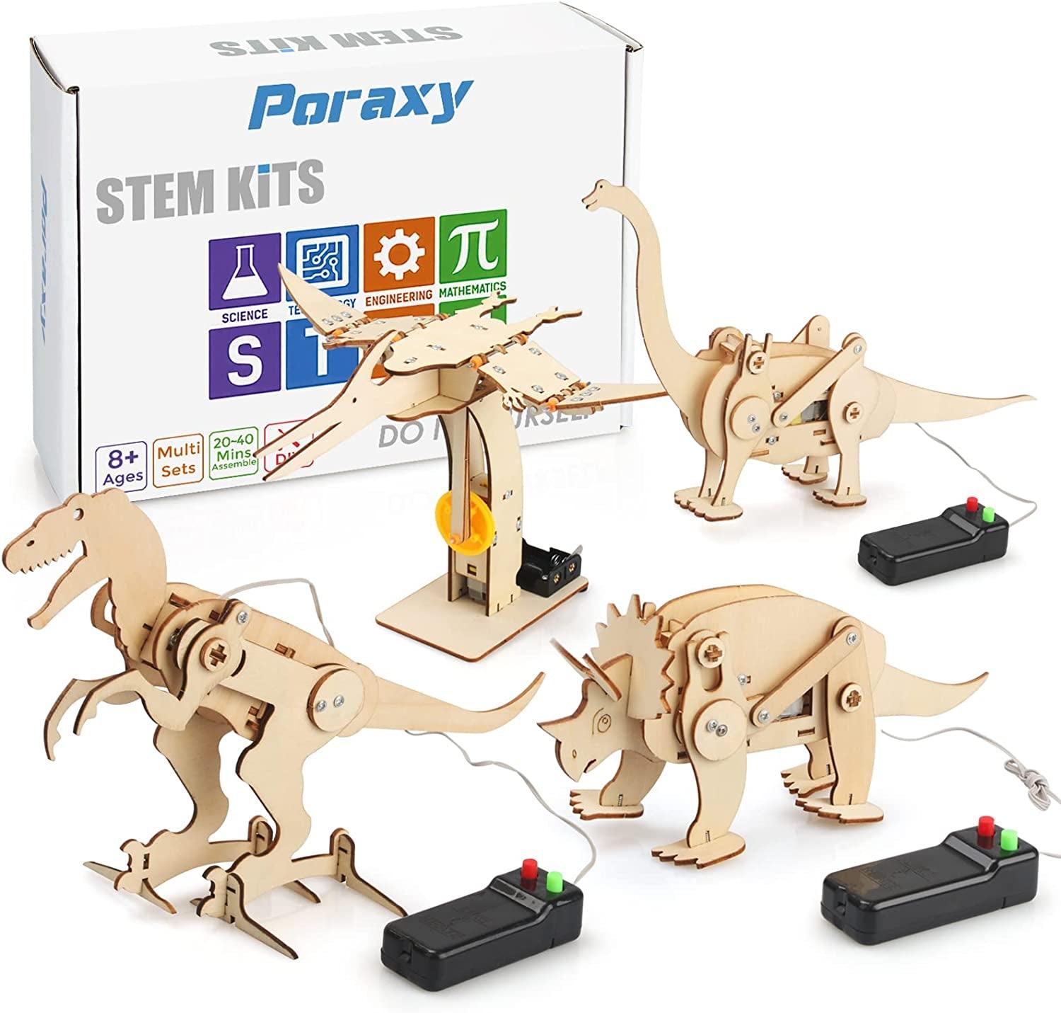 4 Pack Dinosaur Toys for Kids, STEM Kit, Boys Toys Age 8-10 Years Old, Assembly 3D Wooden Puzzle, DIY Educational Science Building