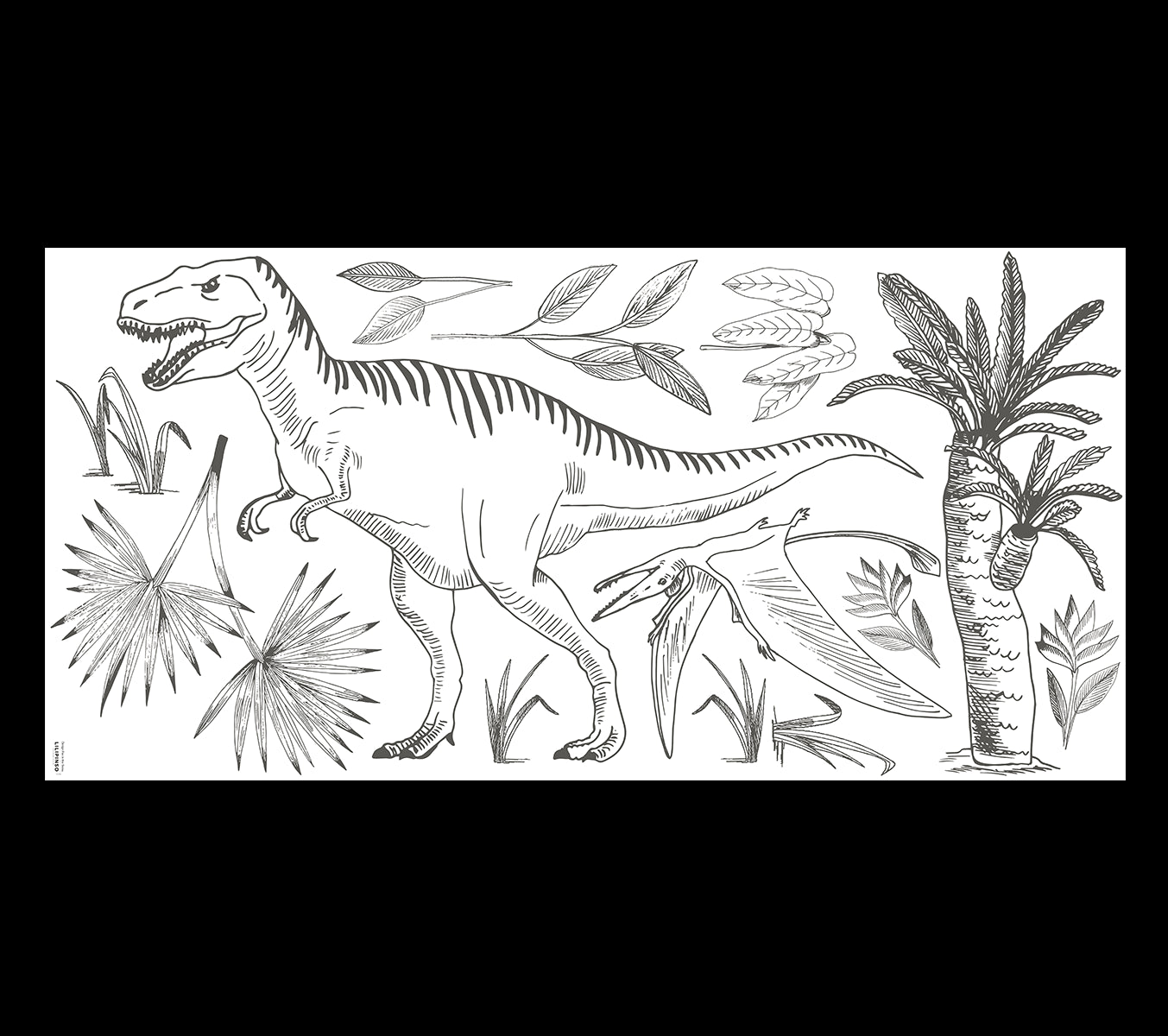 Dinosaurus – Wall Decals Muraux – Dinosaurs: T – Rex, Pteranodon And Palm Tree