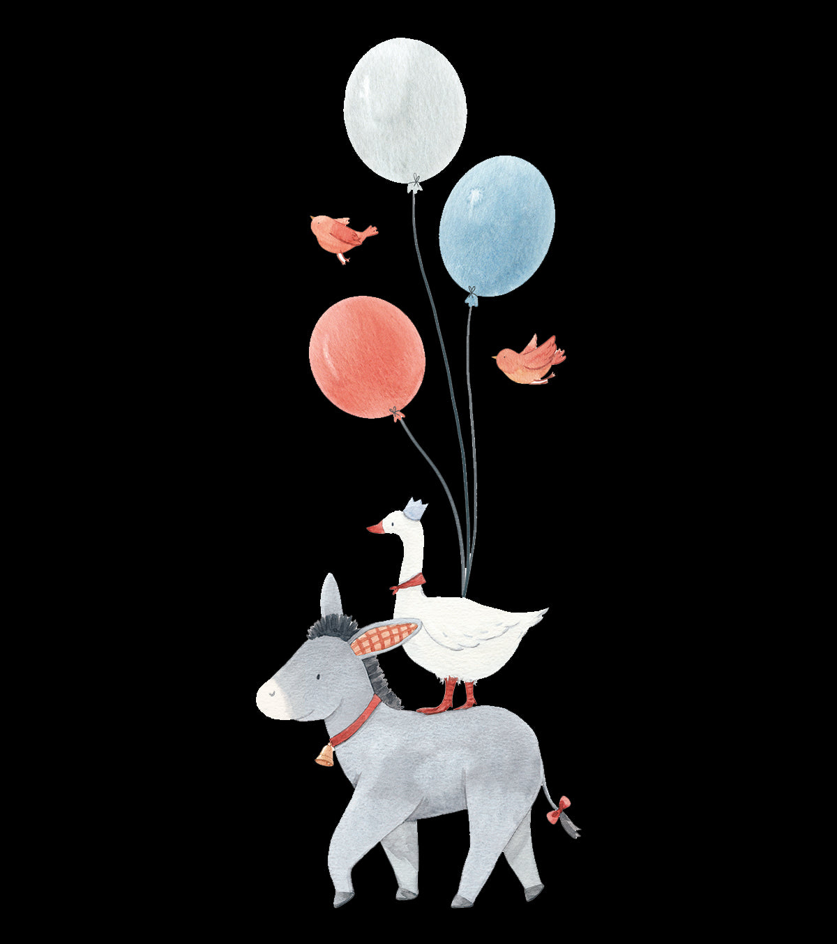 Gentle Friends – Large Sticker – Donkey And Balloons