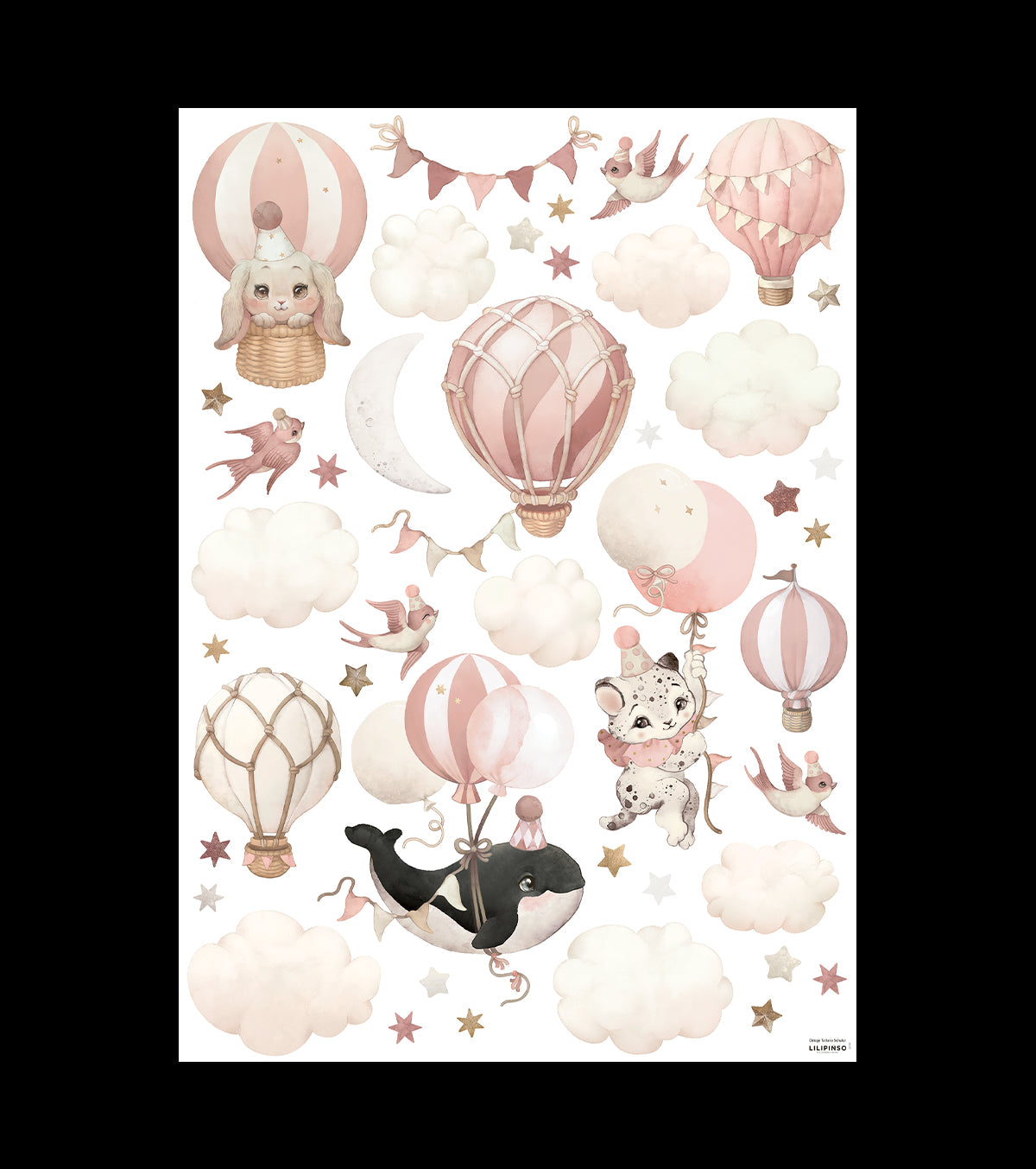 Selene – Wall Decals Murals – Animals And Balls (pink)