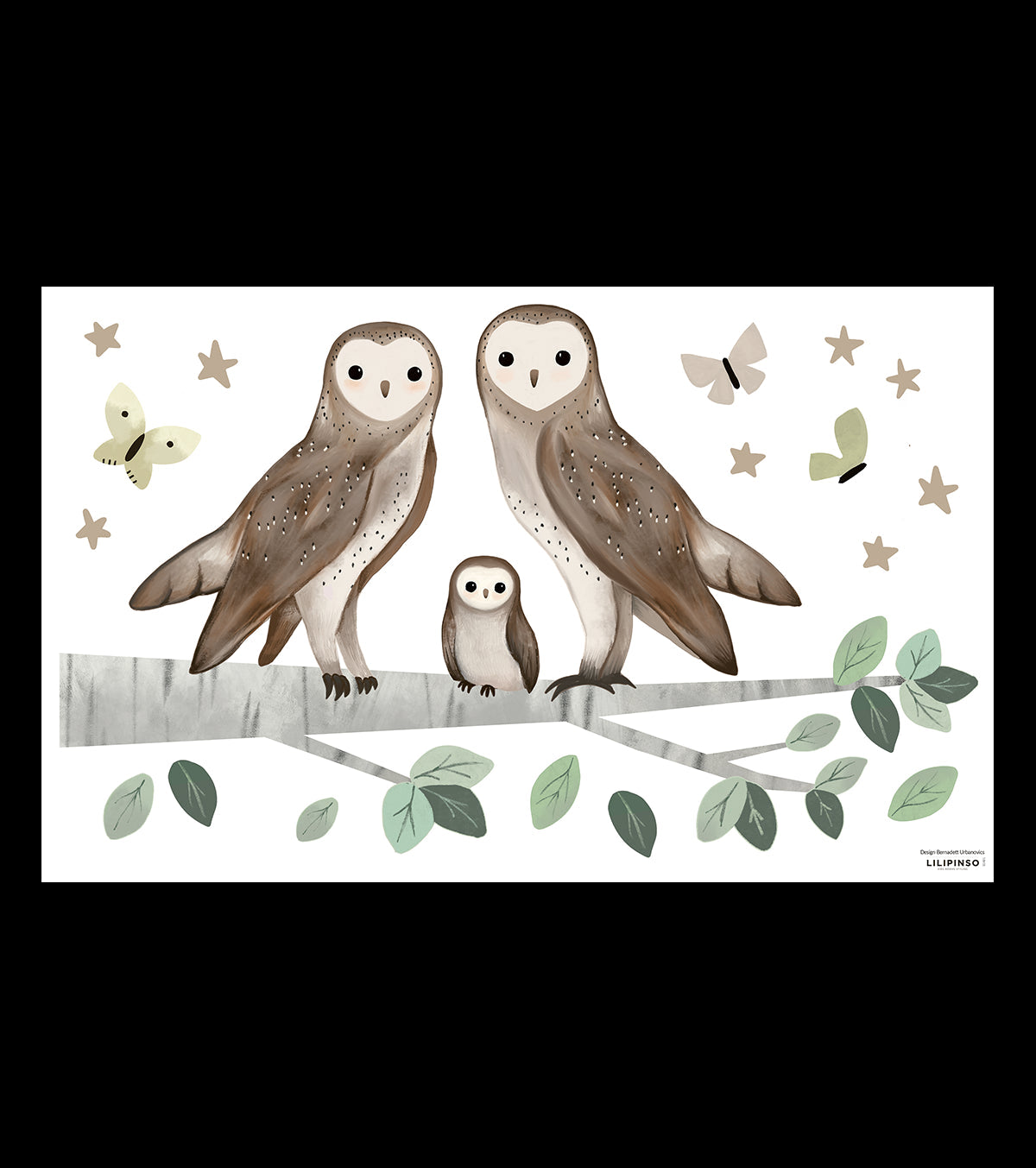 Kharu – Wall Decals Murals – Owls On A Branch