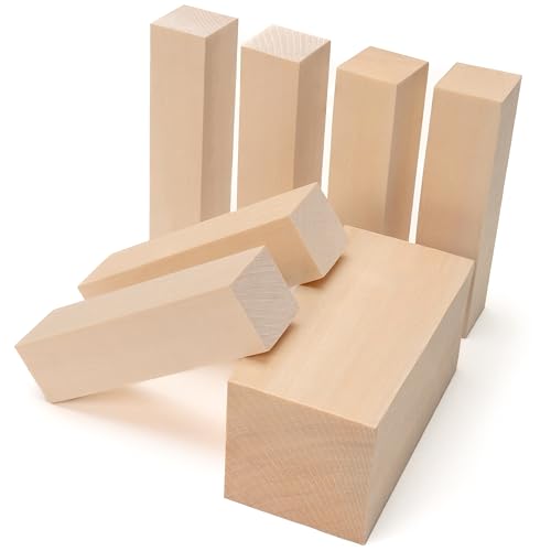 BeaverCraft Basswood Carving Blocks Carving Wood Bass Wood for Carving 7PCS – Whittling Wood for Crafts Wood Carving Kit Wooden Blocks Unfinished –