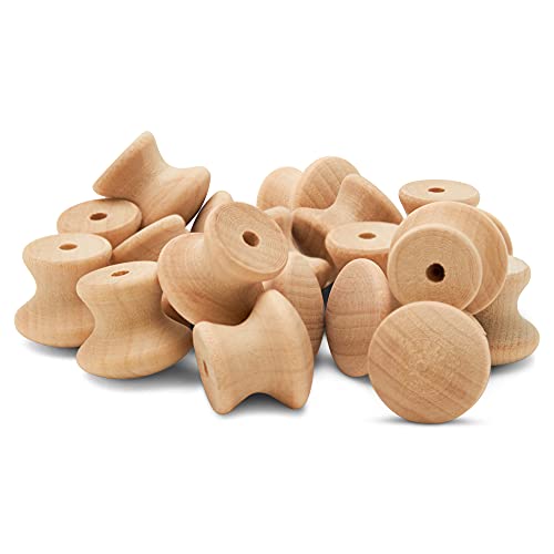 Woodpeckers End Grain Wood Knobs 3/4-inch, Pack of 25 Unfinished Small Wooden Knobs for Cabinets, Dressers, Drawer Pull Knobs, Furniture Replacement