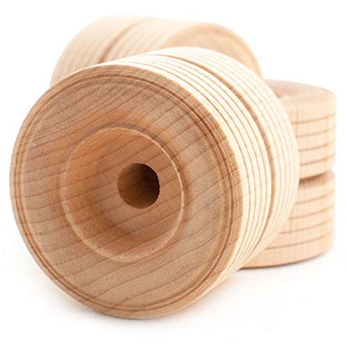 Pinehurst Crafts Dual Treaded Wooden Toy Wheels, 2-Inch Diameter x 1-1/2 Inch Wide (3/8-Inch Hole), Pack of 6,TreadedDualy_2IN_6pk