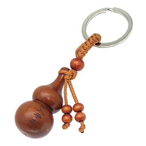 Betterdecor Feng Shui Wood Carved Wulou/hulu Key Chain for Protection