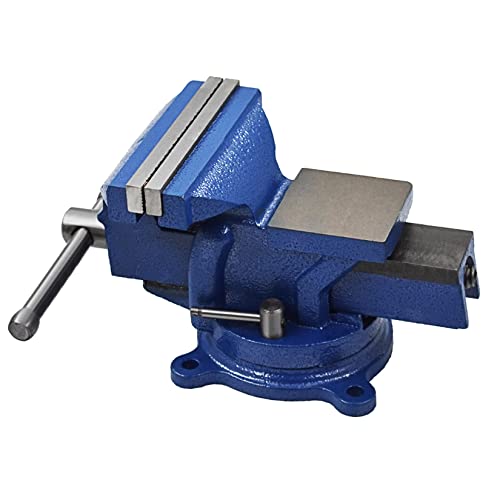 findmall Heavy Duty Bench Vise 360 Swivel Base Bench Vise Table Top Clamp with Lock, Big Size Anvil Top (6”)