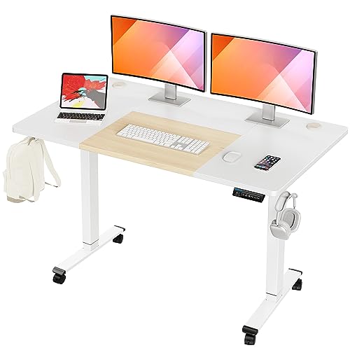 MOUNTUP 55×28 Inches Electric Height Adjustable Standing Desk, Sit Stand Desk with Memory Controller, Ergonomic Stand Up Desk for Home Office