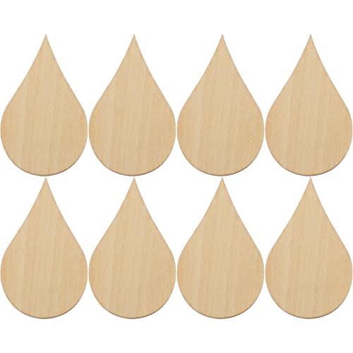 Amosfun Wooden Shape Cutouts Wood Water Drop Shape Discs Slices Wood Pieces Embellishment DIY Crafts Ornament Home Decorations Birthday Gift DIY 50mm