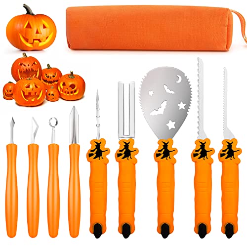 TRAALL Pumpkin Carving Kit Tools Halloween, Professional Heavy Duty Carving Set, Stainless Steel Sculpting Tool Carving Knife for Halloween