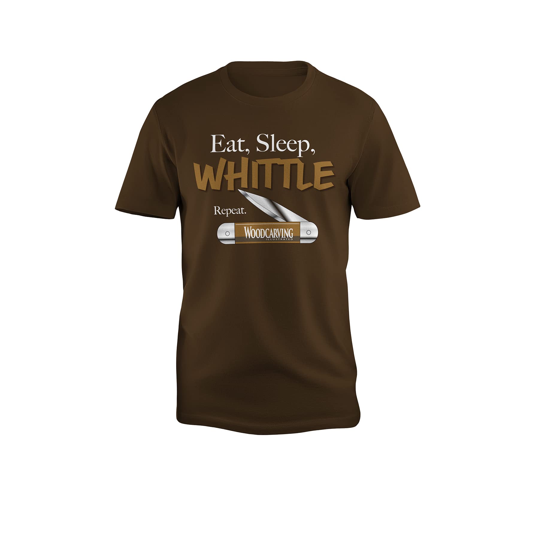 Eat Sleep Whittle Repeat T-Shirt – Cotton Classic Fit Machine Wash in Medium, Large, XL, XXL, 3X, 4X – Gift for Woodcarvers Steel Gray