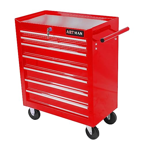 Larmliss 7-Drawer Rolling Tool Cart, Lockable Home Repair Tool Storage Organizer, Tool Box on Wheels,Tool Chest Cabinet for Mechanic, Garage