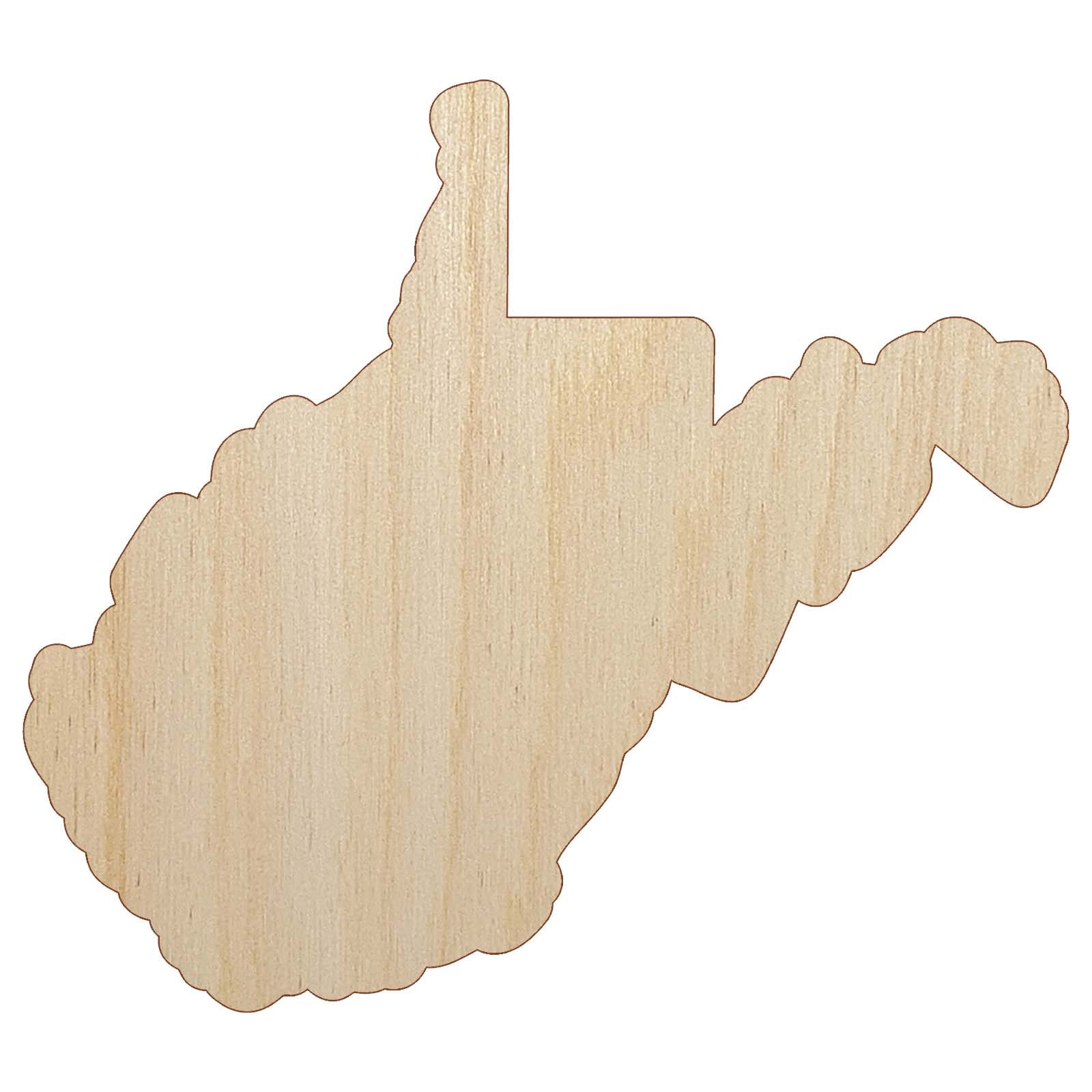 West Virginia State Silhouette Unfinished Wood Shape Piece Cutout for DIY Craft Projects – 1/4 Inch Thick – 6.25 Inch Size