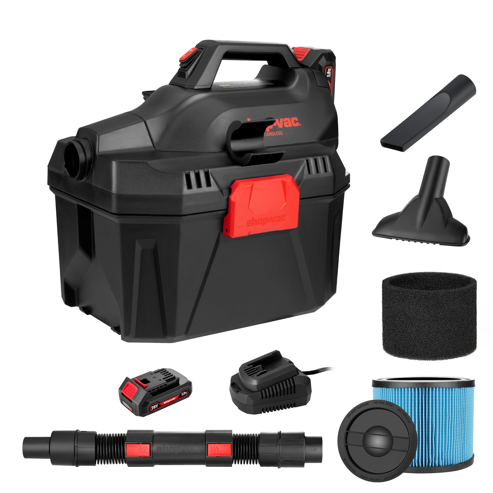 Shop-Vac 20V Cordless Wet/Dry Vacuum, 3-in-1 Portable Shop Vacuum Cleaner, Detachable Blower, Battery and Charger Included, Ideal for Jobsite,