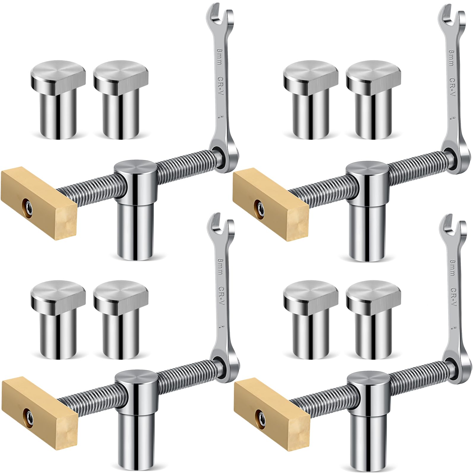 Lanties 4 Pack 3/4 Inch Bench Dogs Clamp Bench Clamp for Woodworking Dog Hole Clamps Woodworking with 8 Pack Bench Dogs Stainless Steel Brass