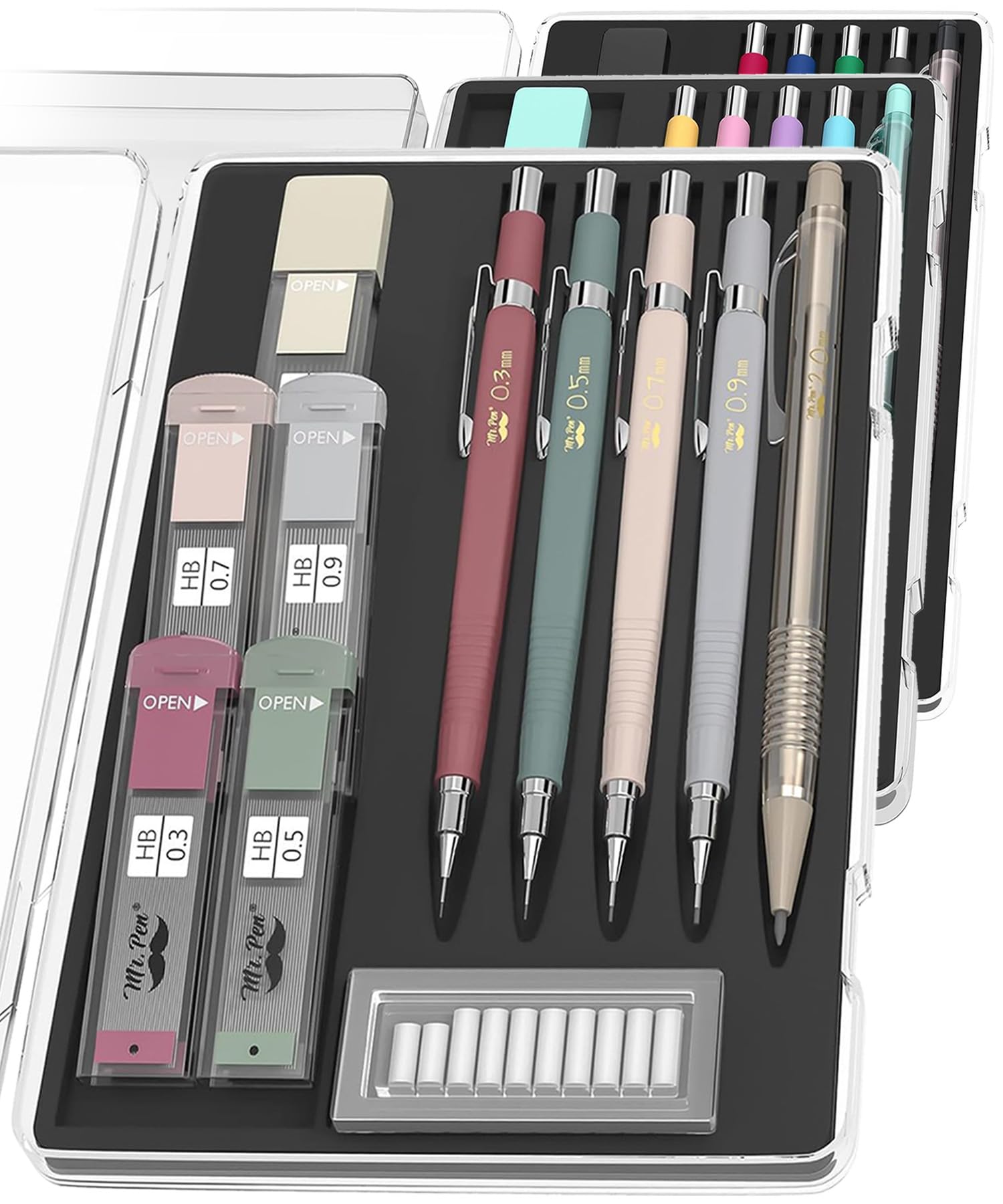 Mr. Pen- Mechanical Pencil Set with Leads and Eraser Refills, 5 Sizes – 0.3, 0.5, 0.7, 0.9 and 2 Millimeters, for Drafting, Drawing and Sketching