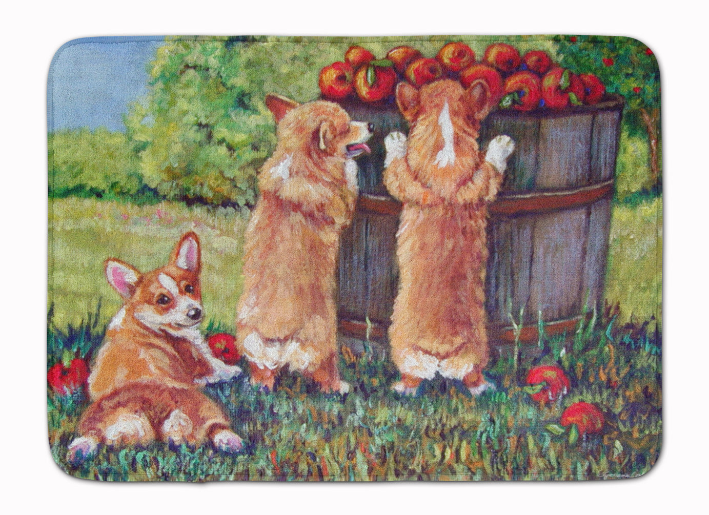 Apple Helper Corgis Machine Washable Memory Foam Mat 7351RUG