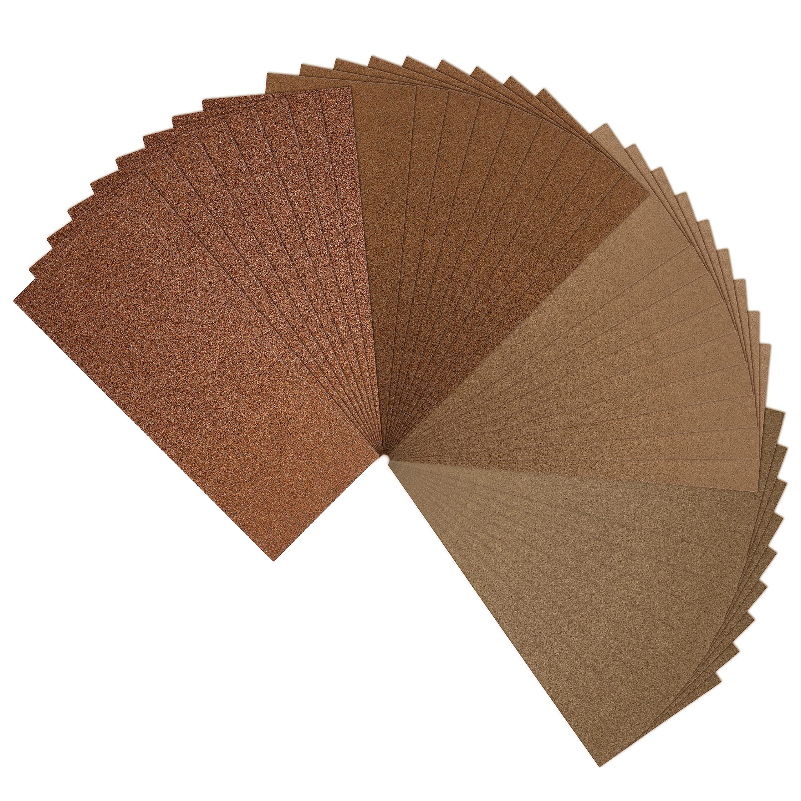 KAKURI Sandpaper Assortment for Wood 80/150/240/400 Grit, Japanese Woodworking Sand Paper Variety Pack Bulk 36 Sheets 9 x 3.6 inches, Made in Japan