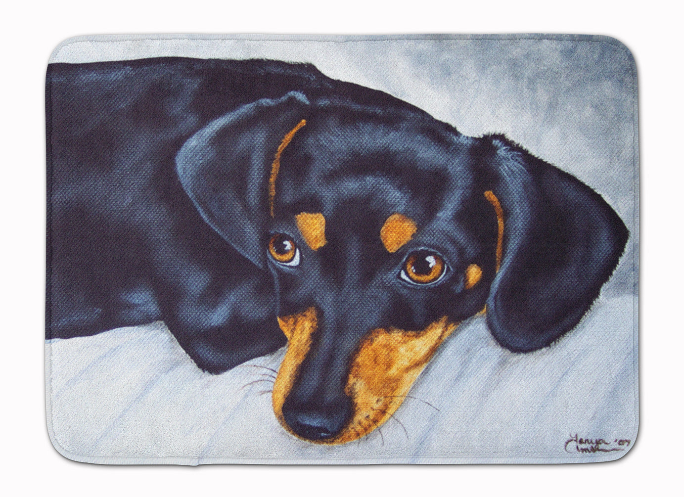 Black and Tan Doxie Dachshund Machine Washable Memory Foam Mat AMB1079RUG