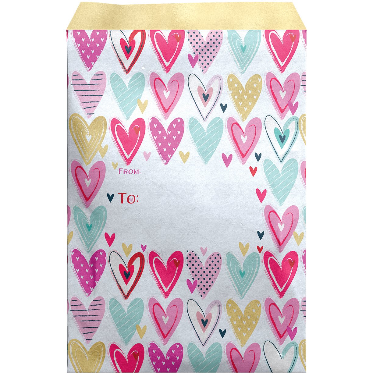 Large Valentine Printed Padded Mailing Envelopes, Pretty Hearts