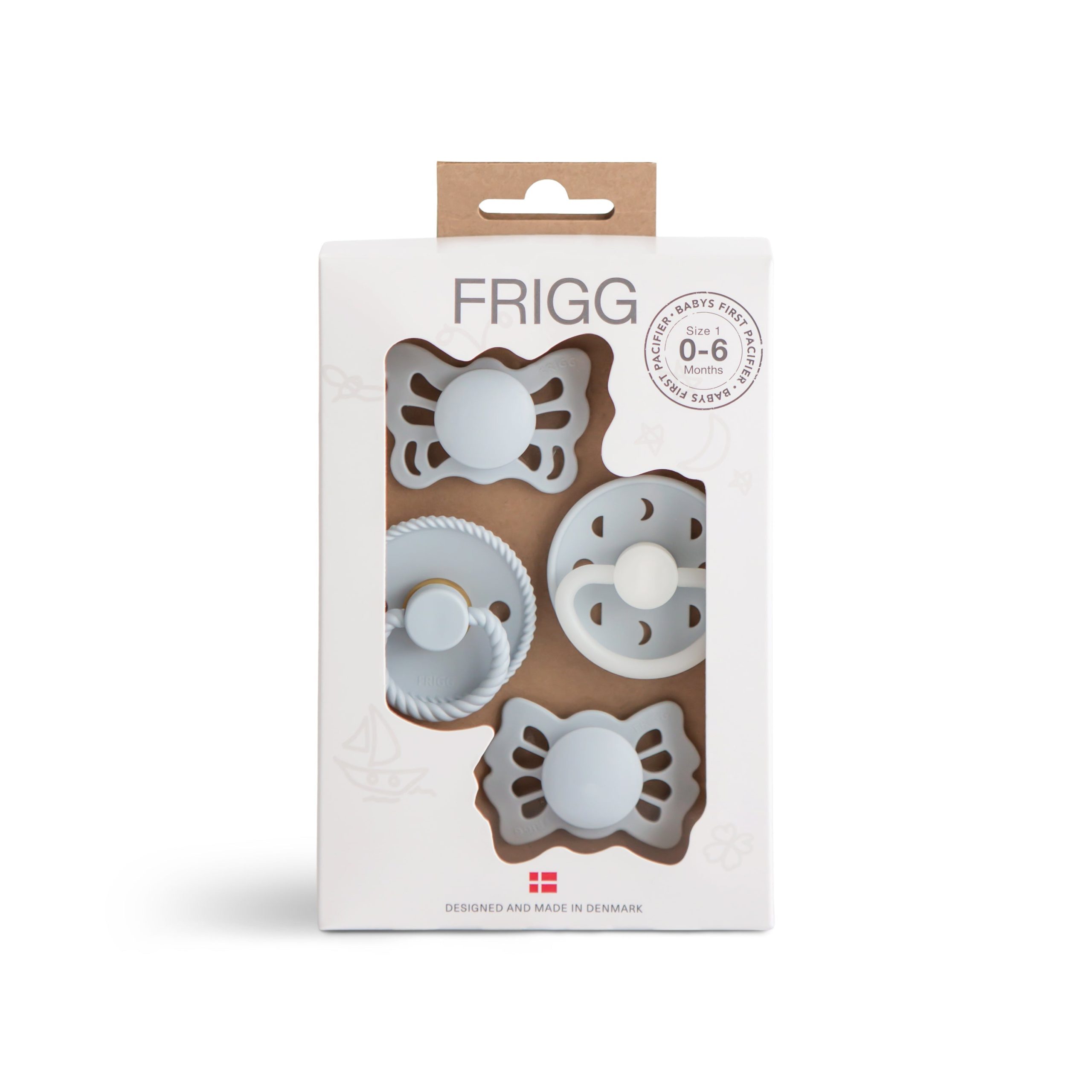 Frigg Baby’s First Pacifier Moonlight Sailing (powder Blue) 4-pack