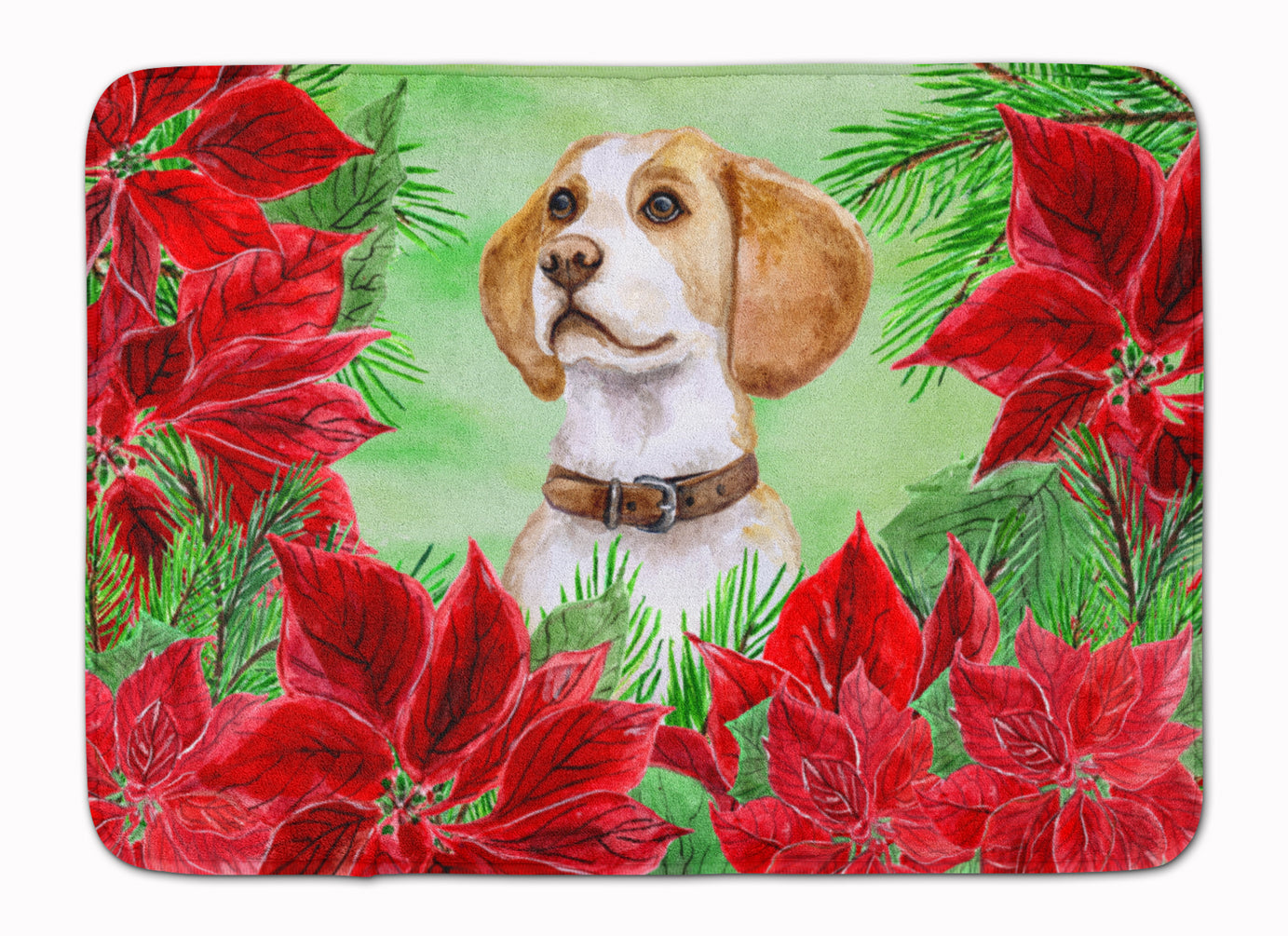 Beagle Poinsettas Machine Washable Memory Foam Mat CK1334RUG