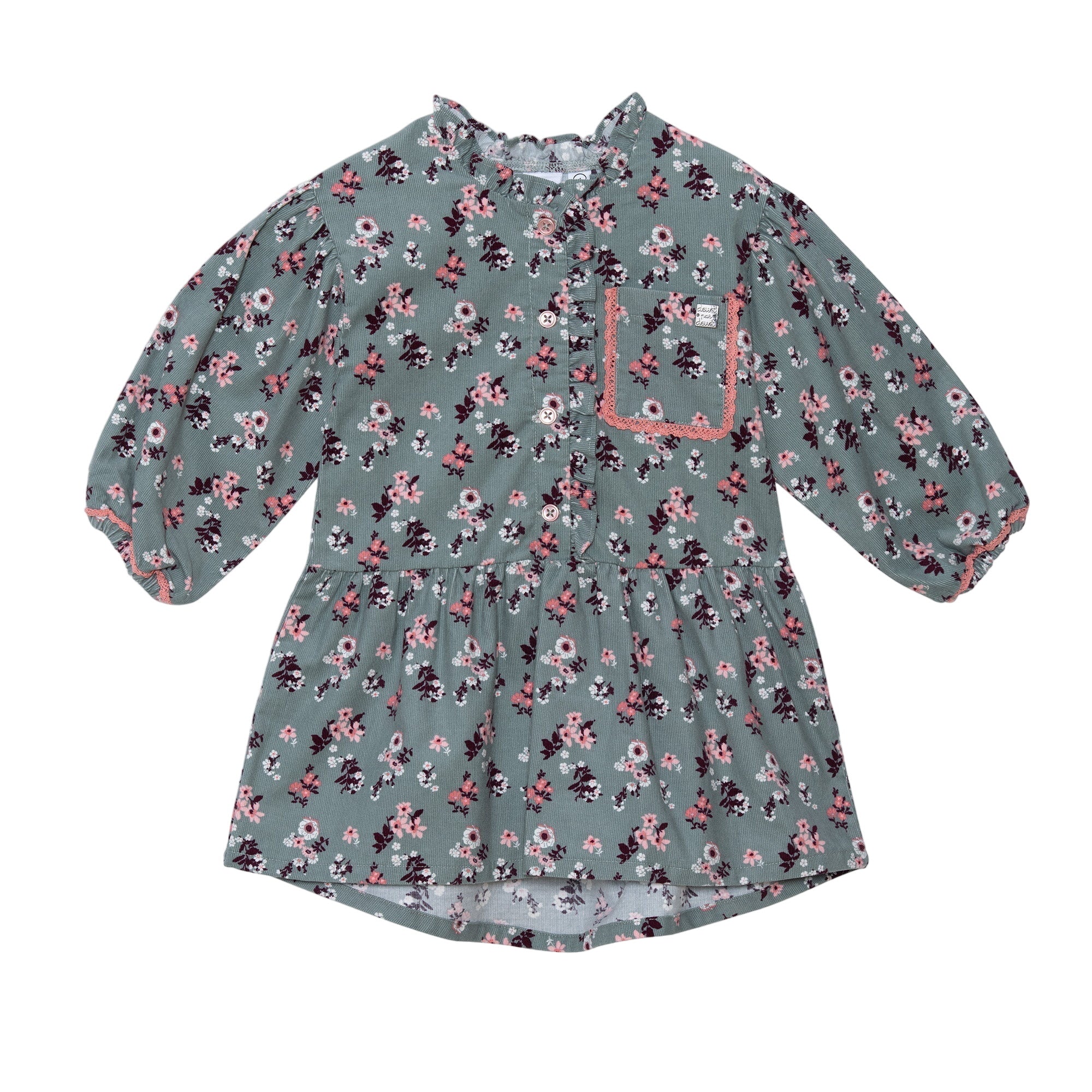 Baby Corduroy Long Sleeve Tunic Printed Flowers