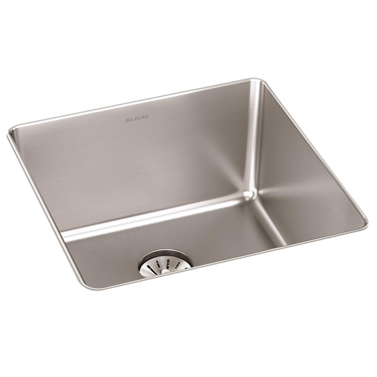 Elkay Lustertone Iconix 16 Gauge Stainless Steel 18-1/2″ x 18-1/2″ x 9″ Single Bowl Undermount Sink with Perfect Drain