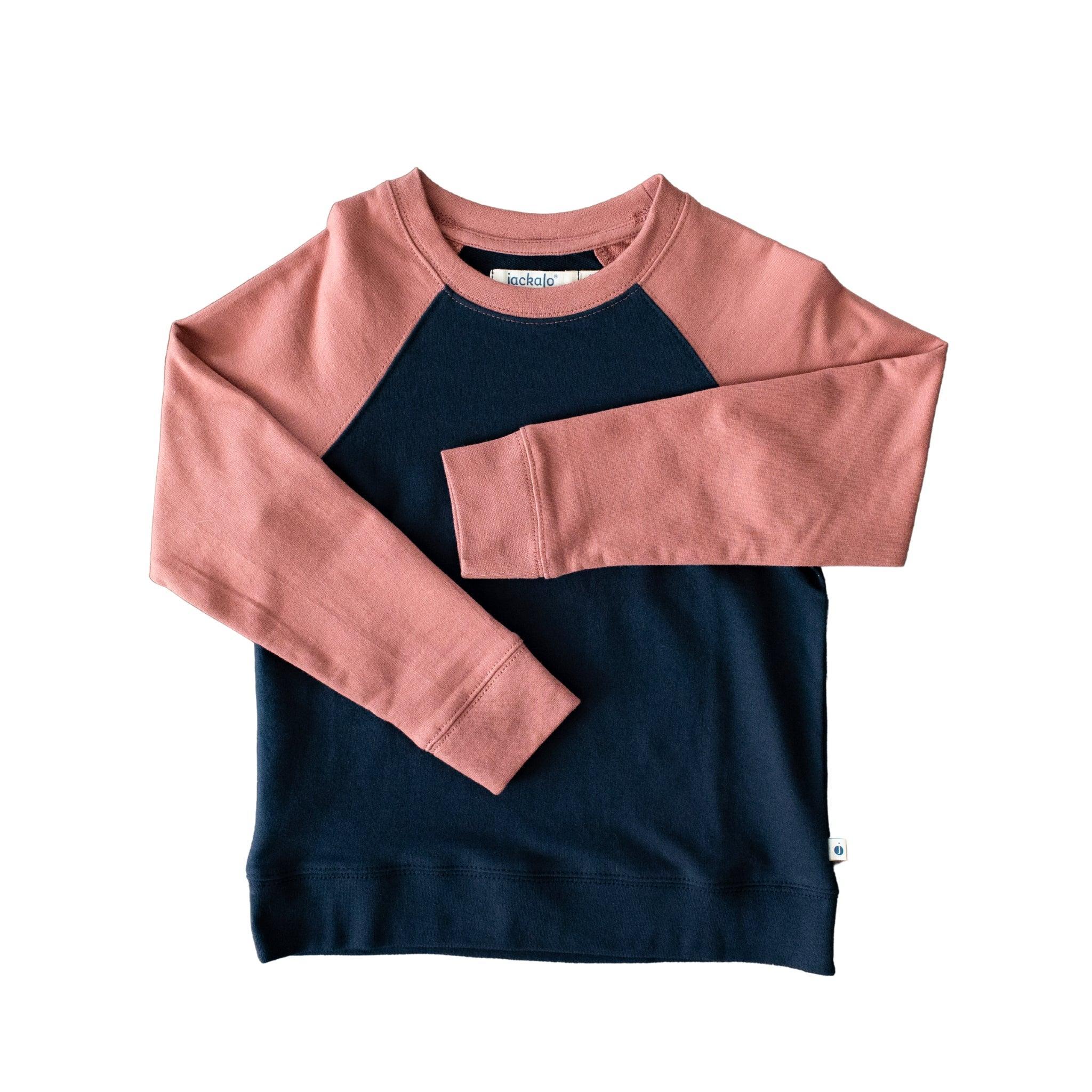 Stevie Raglan Sweatshirt – Navy & Rose Color Block