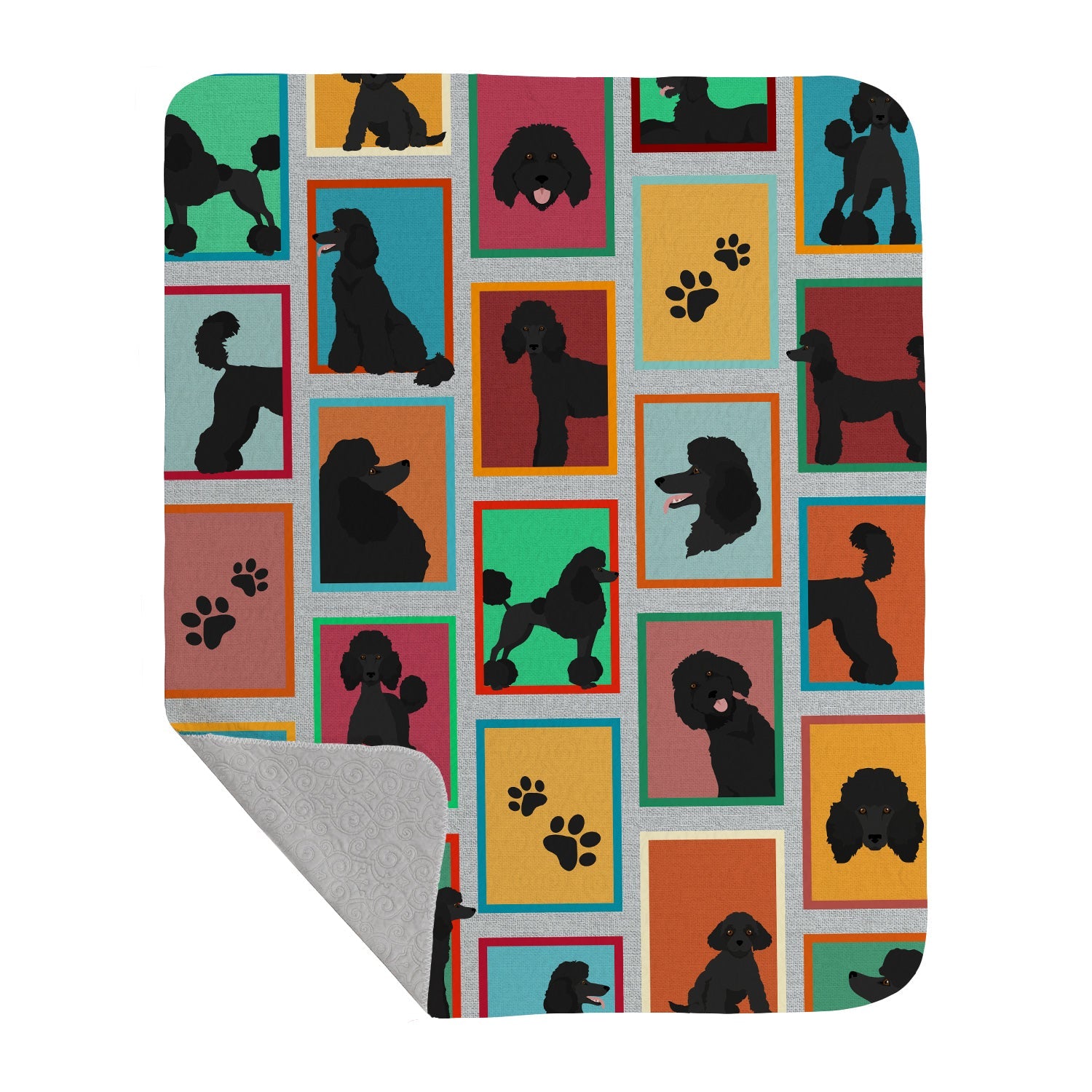 Lots of Black Standard Poodle Quilted Blanket 50×60