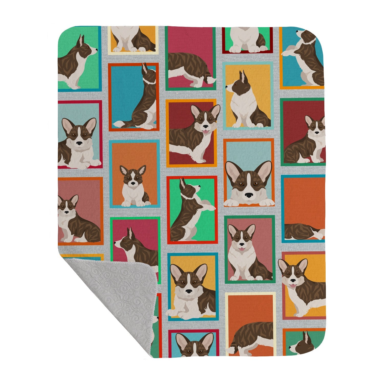 Lots of Brindle Cardigan Corgi Quilted Blanket 50×60