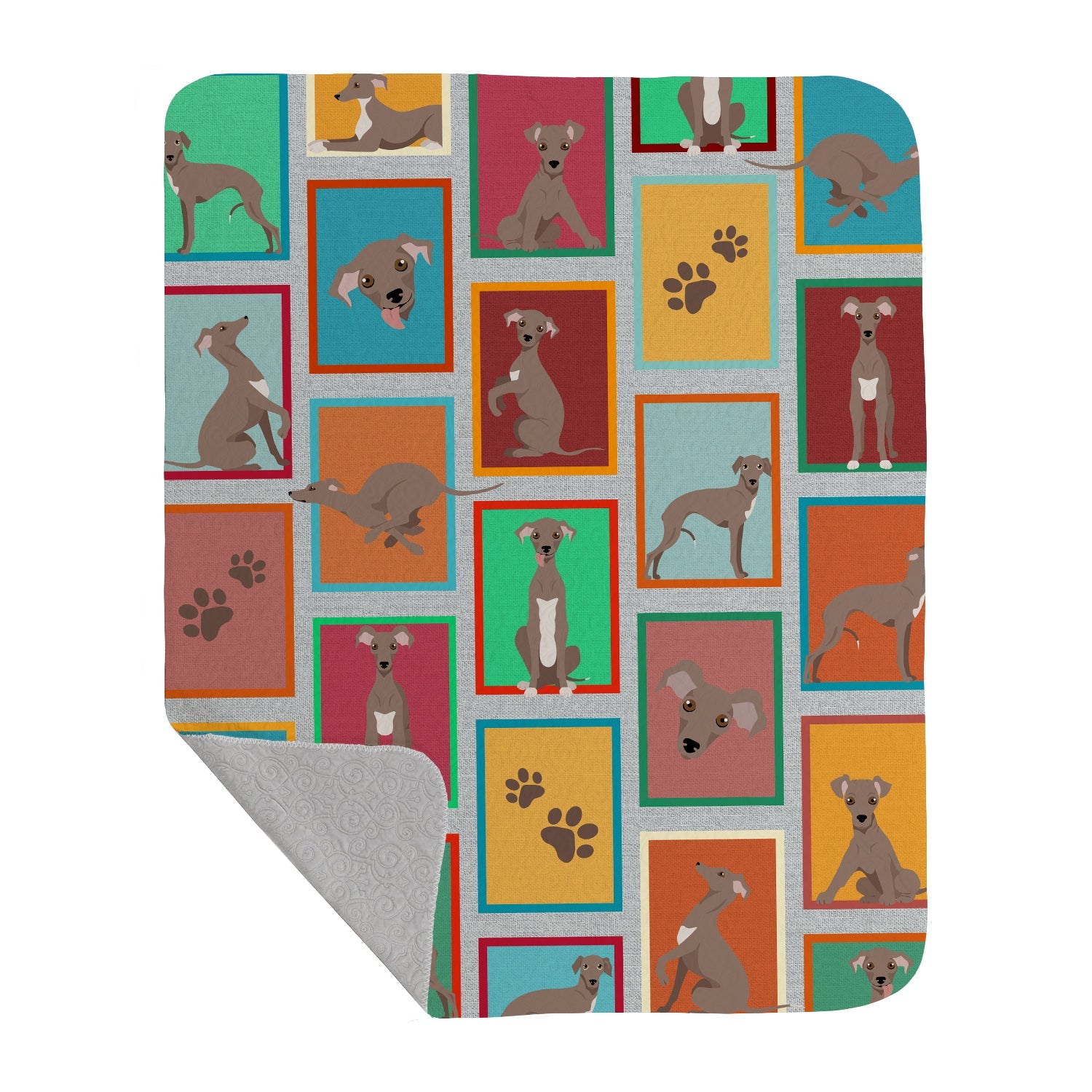 Lots of Fawn Italian Greyhound Quilted Blanket 50×60