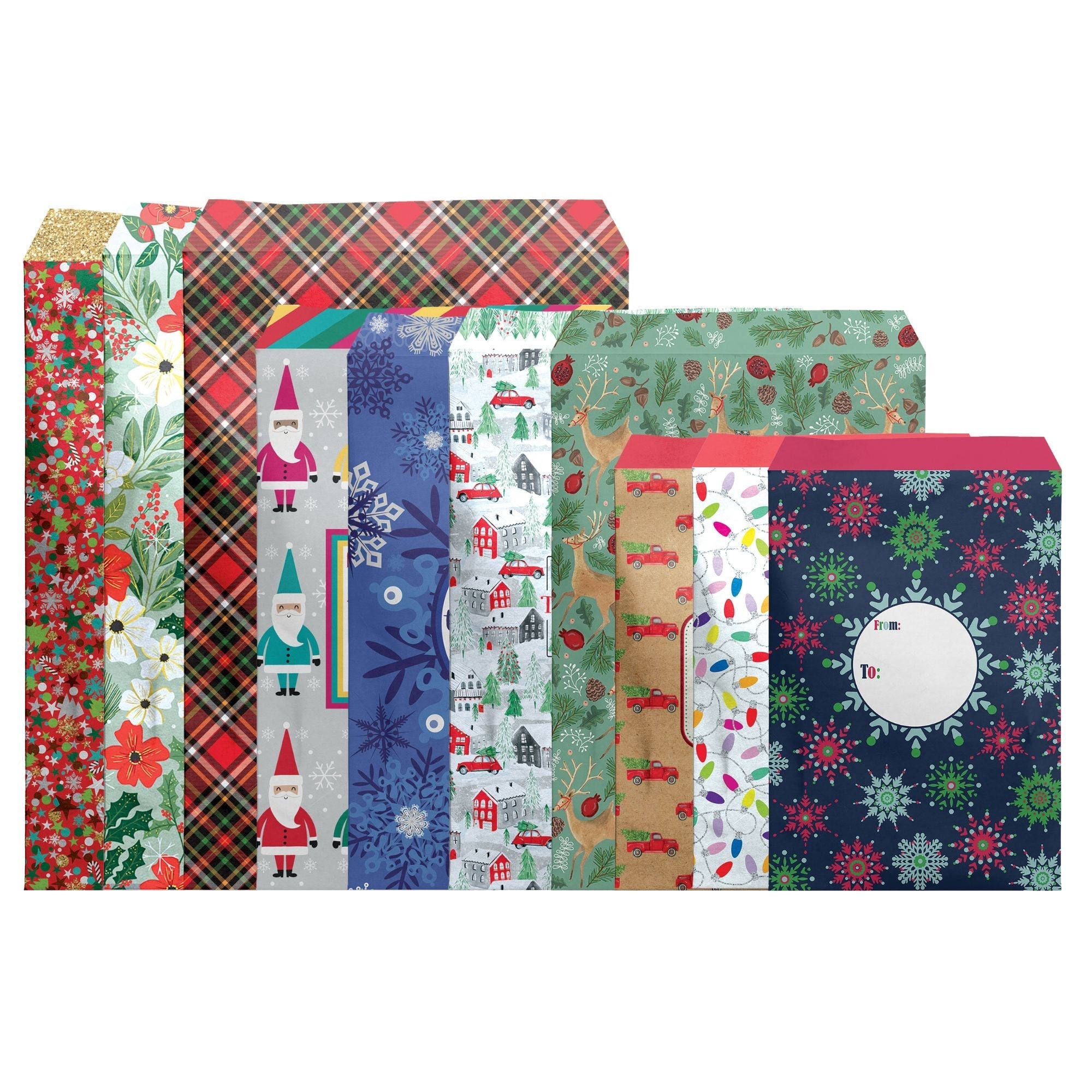 Elegant Christmas Foam Padded Mailing Envelope Bundle, 10-Count